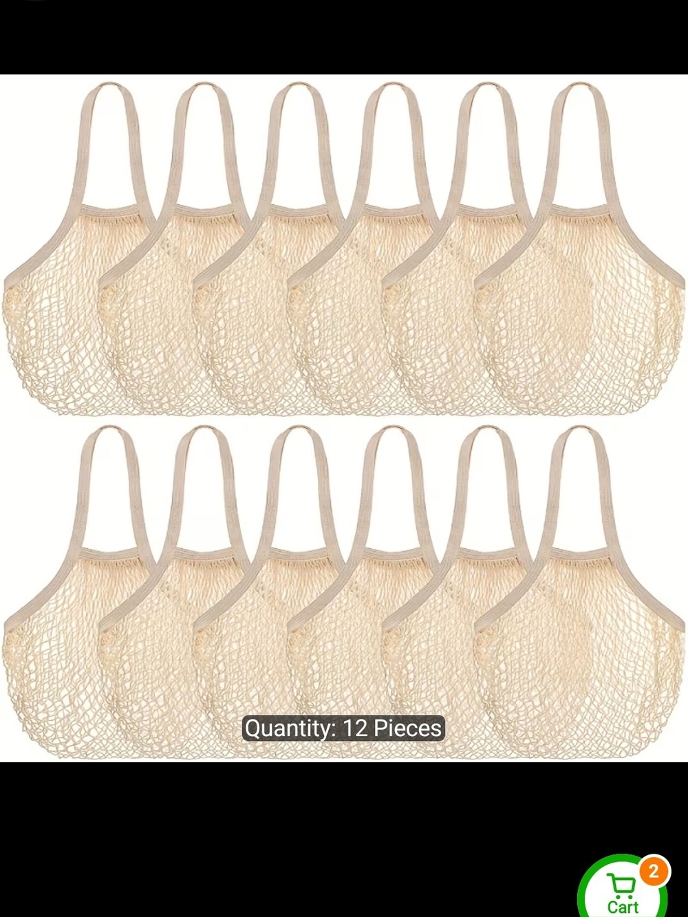 Reusable Mesh Tote Bag Set - Beige (12 Pack)